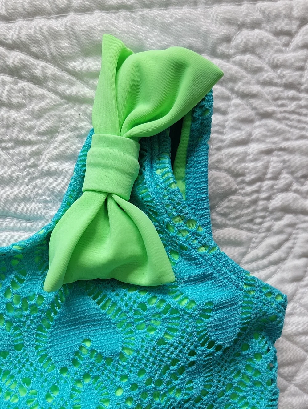 Circo Girls Teal and Lime Green One-Piece Swimsuit
